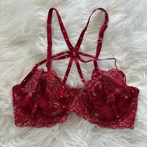 Red and Gold Harness Bra
